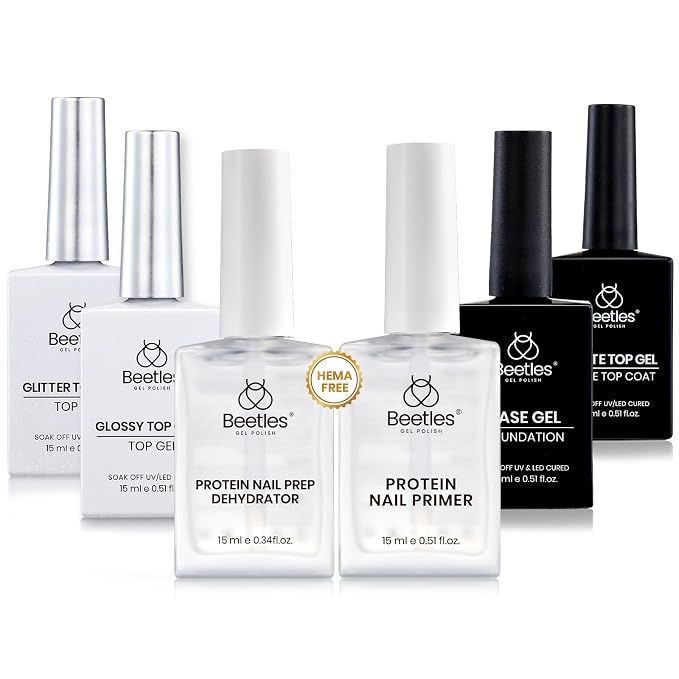 Glossy & Matte Gel Top and Base Coat Set & Nail Prep Dehydrator and Primer