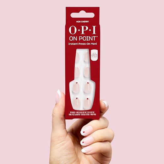 Mon Cherry | Opaque White French Tip with Red Hearts