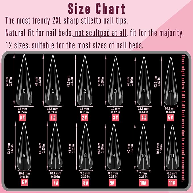 XXL Stiletto Straight Sharp