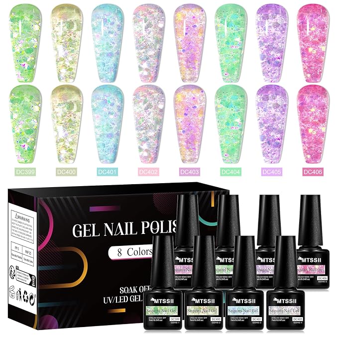 8 Pcs Jelly Glitter Sequins