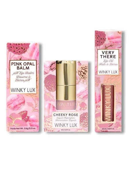 Pink Opal Balm, Lip Oil & Highlighter Trio