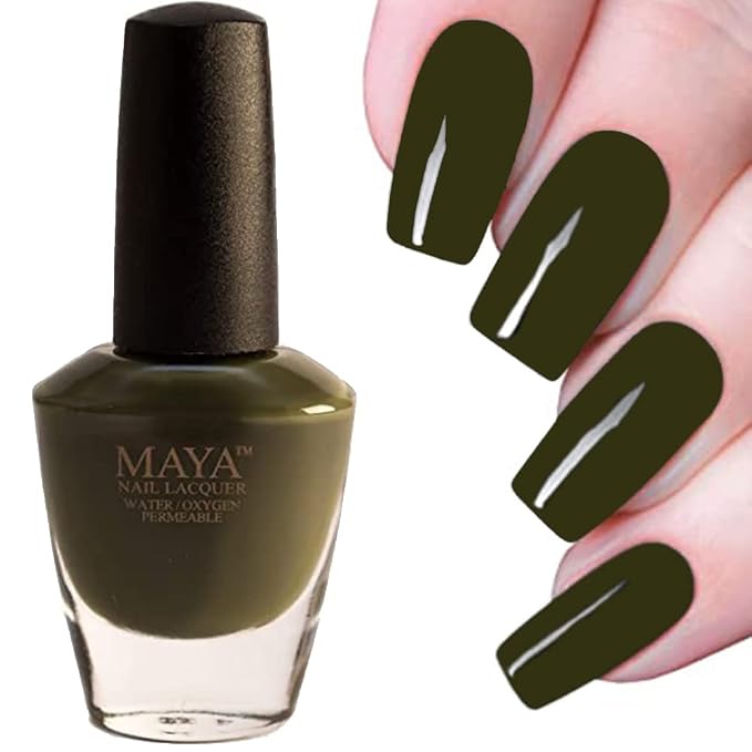 Maya Nail Lacquer (Olive You). Breathable, Halal, Made in The USA