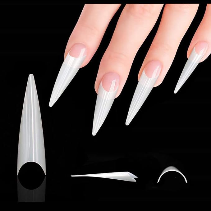 Stiletto Nail Tips 600pcs & Box -Natural