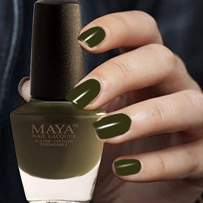 Maya Nail Lacquer (Olive You). Breathable, Halal, Made in The USA