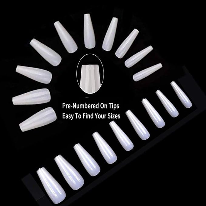 Long Ballerina Nails 600pcs & & Box - Natural
