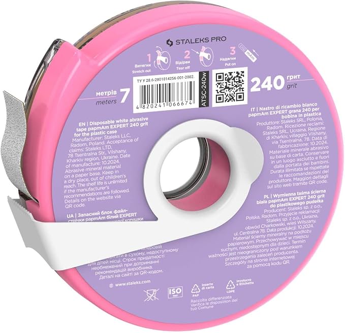 Glueless Abrasive Tape (Papmam) in Plastic Case, 240 Grit