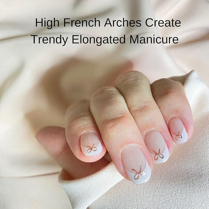 French Tips Rose Gold Bow