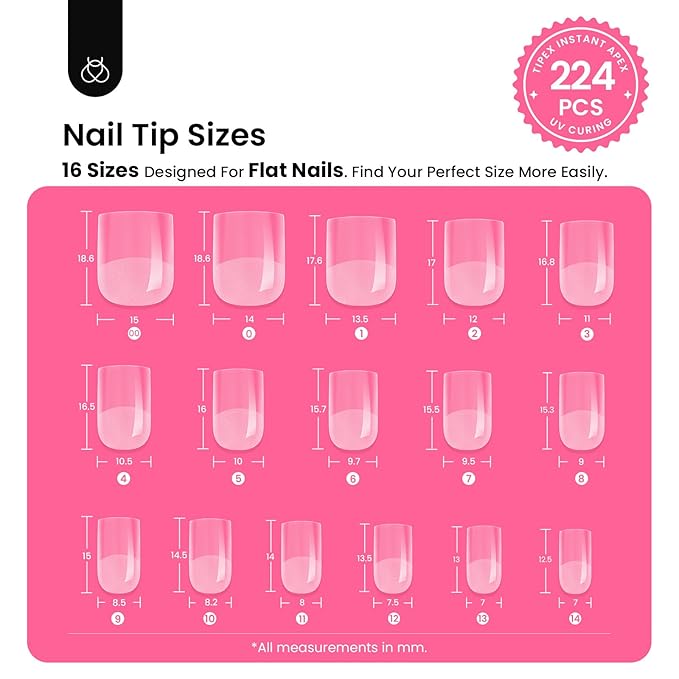 0E-Square Extra Short 224pcs (Tipex Nail Kit)