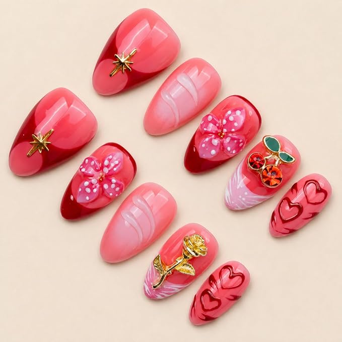 Red Cherry Gold Flower
