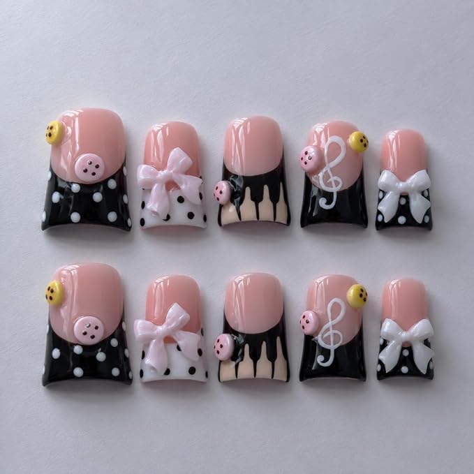 Black Pig Bow Charm