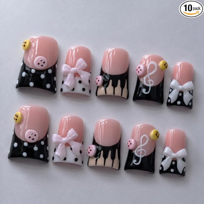 Black Pig Bow Charm