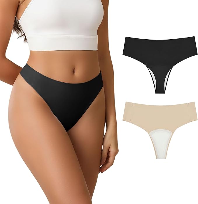 Black + Beige Thongs