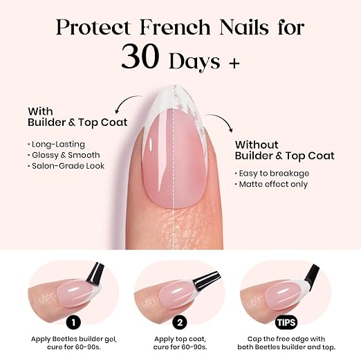 2 - Press On Nails Only | Extra Short Amlond | Pink French