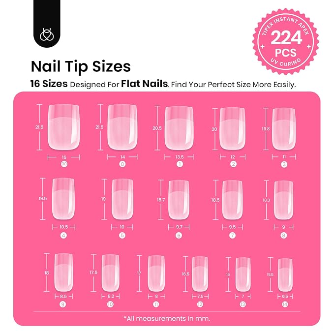2 - Tipex Nails Kit | Short Square | 224