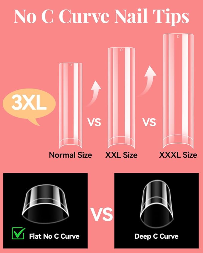 504PCS 3XL Square Nail Tips