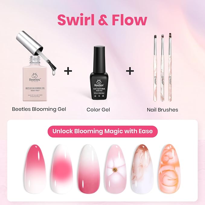7-Blooming Gel&White Gel Nail Polish&Nail Art Brushes Set