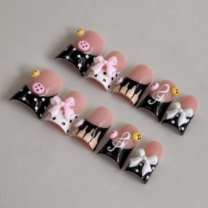 Black Pig Bow Charm