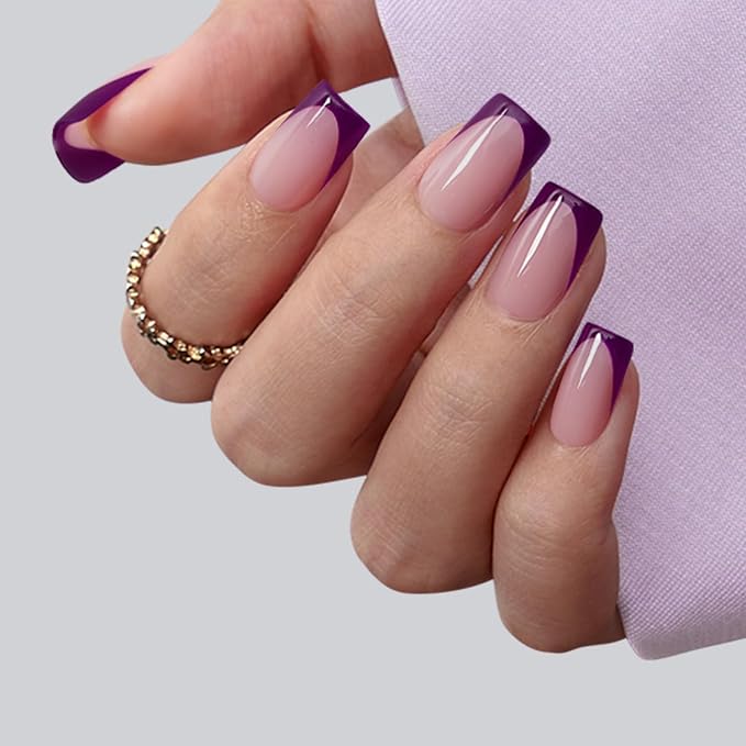 04 S - Square Purple French in Pink Base