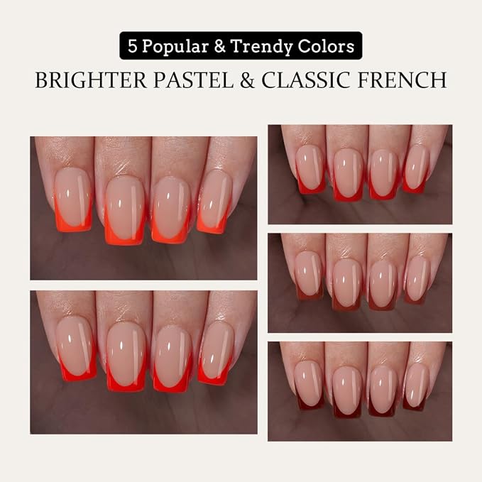 02 S - Square Red French in Nude Base