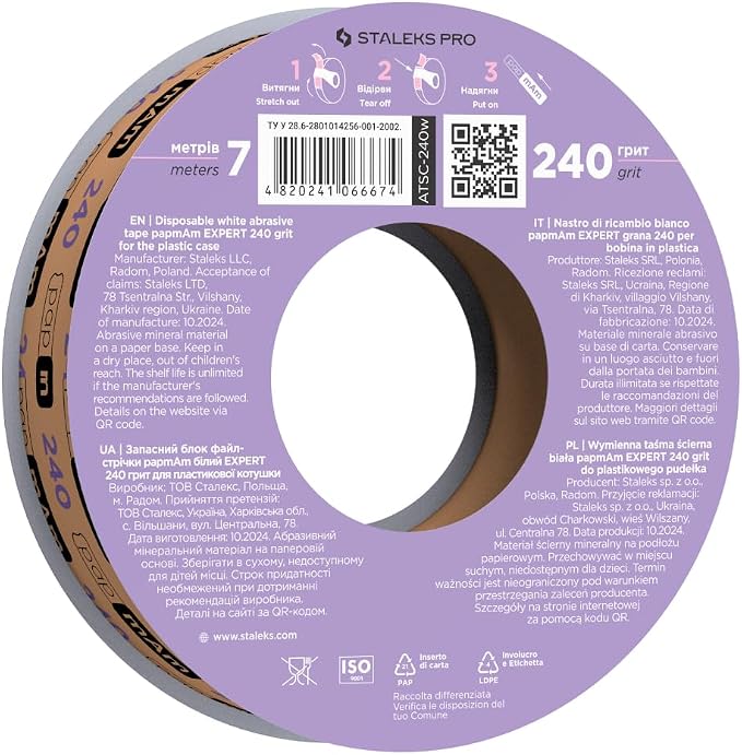 Glueless Abrasive Tape (Papmam) Spare Block, 240 Grit