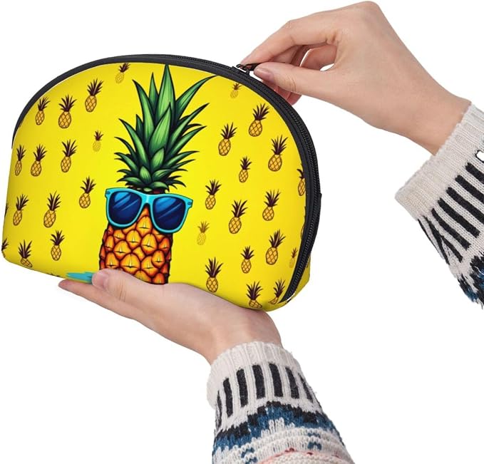 Pineapple With Sunglasses Yellow Background