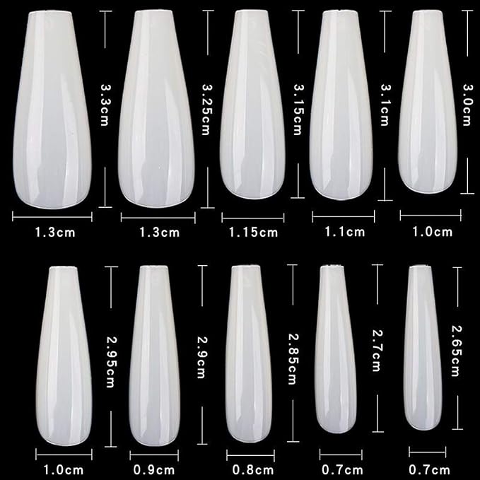 Long Ballerina Nails 600pcs & & Box - Natural