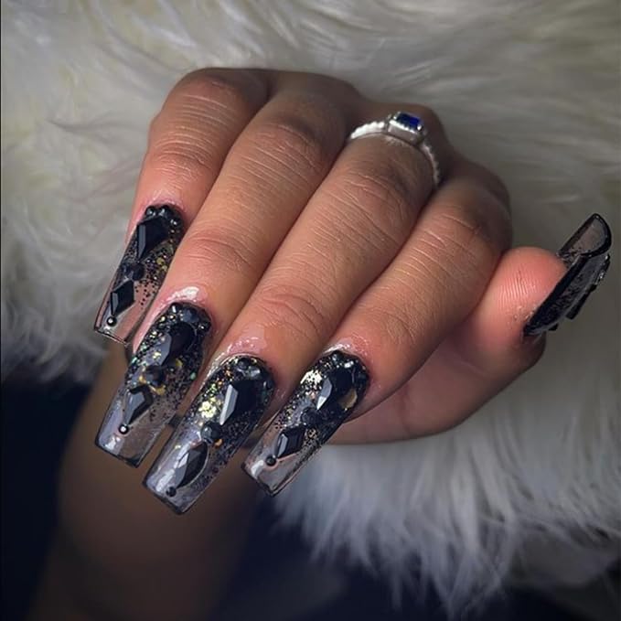 Black Nail Rhinestones