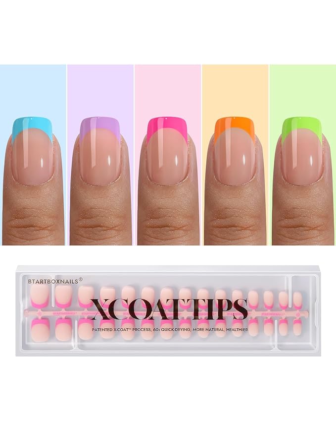 01 XS - Square Brighter Pastel French in Peach Base