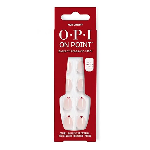 Mon Cherry | Opaque White French Tip with Red Hearts