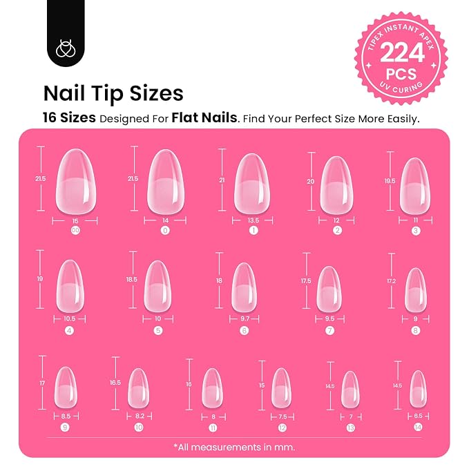 0J-Oval Short 224pcs (Tipex Nail Kit)