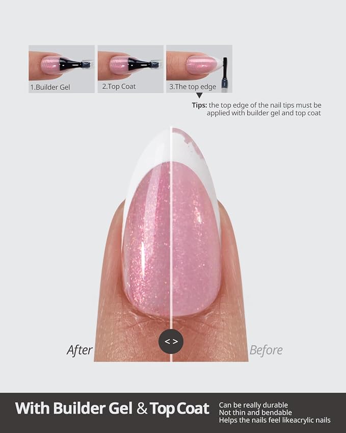 A01 XS - Square French in Pink Glitter Base