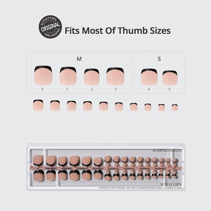03-Peach Base-Black French-S-M Squoval
