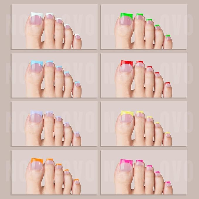 Sharp Square Toe Nail French Tips Mixed Color for Summer