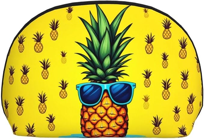 Pineapple With Sunglasses Yellow Background
