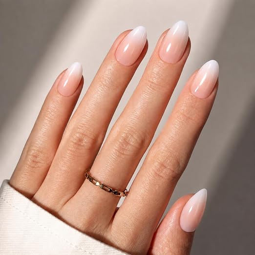 3 - Press On Nails Only | Short Amlond | Peach Ombre