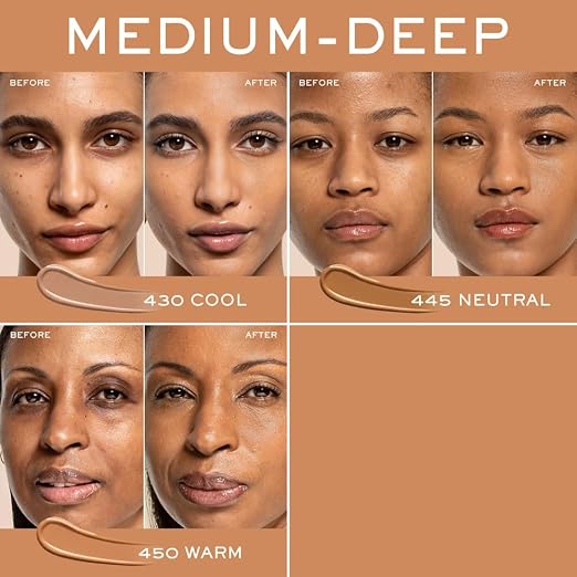 450W: For medium/deep skin with warm/golden undertones