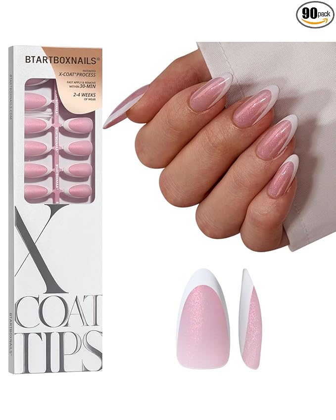 01 M - Almond French in Pink Glitter Base