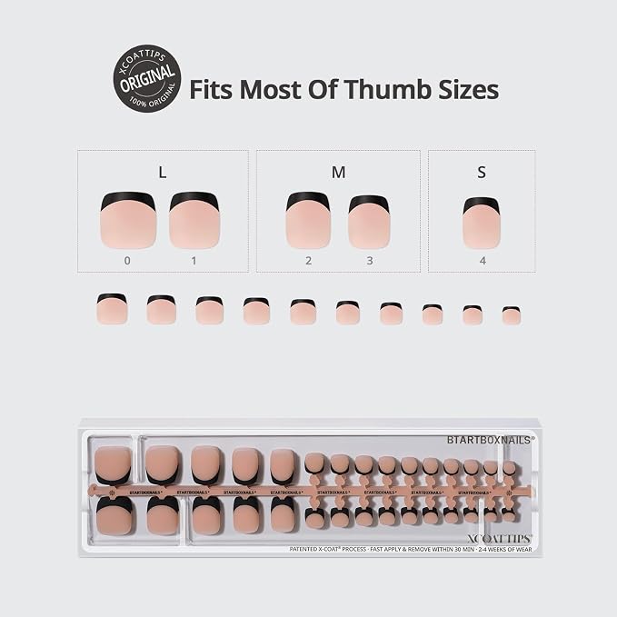 03-Peach Base-Black French-L Squoval