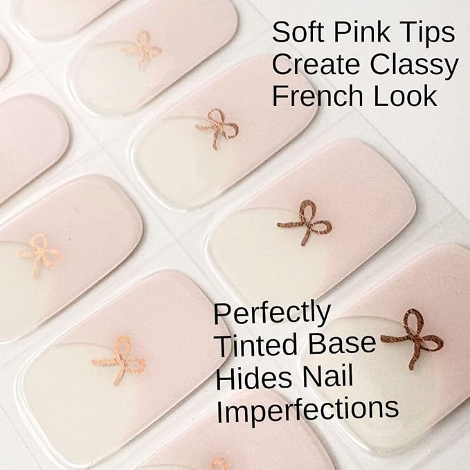 French Tips Rose Gold Bow