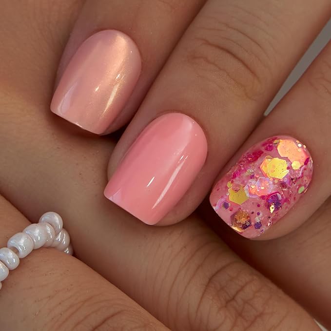 Shimmery Peach Nails