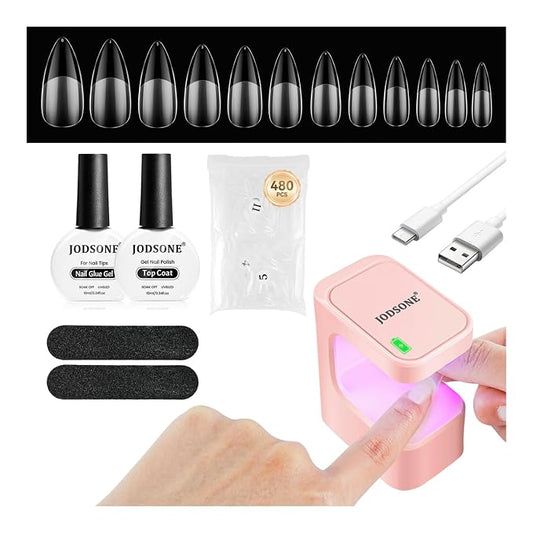 Lamp Clear Nail Tips-Long Almond-1