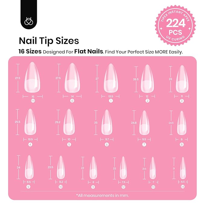 3 - Tipex Nails Kit | Short Almond | 224