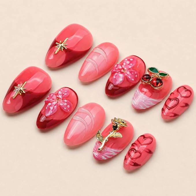Red Cherry Gold Flower