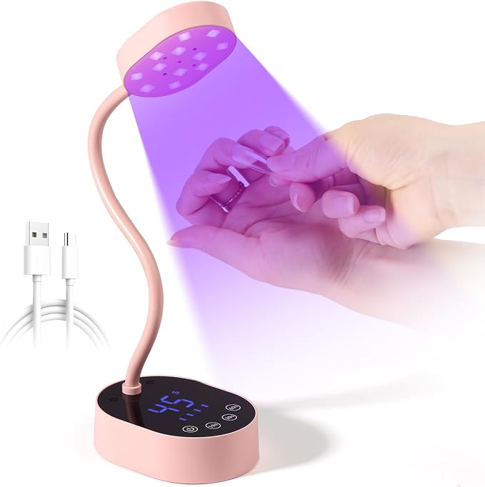 CC-Pink Gooseneck UV Nail Lamp