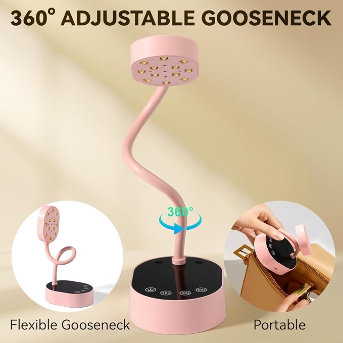 CC-Pink Gooseneck UV Nail Lamp