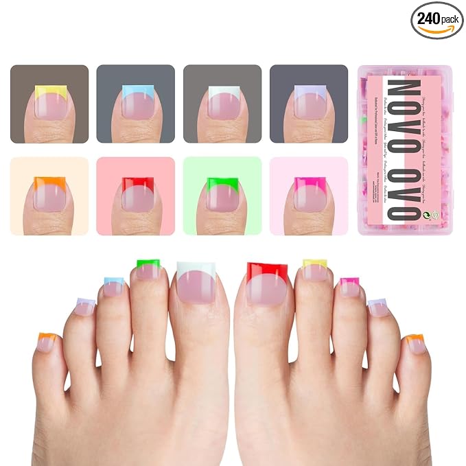 Sharp Square Toe Nail French Tips Mixed Color for Summer