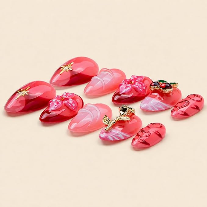 Red Cherry Gold Flower