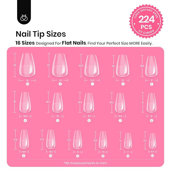 0I-Coffin Short 224pcs (Tipex Nail Kit)