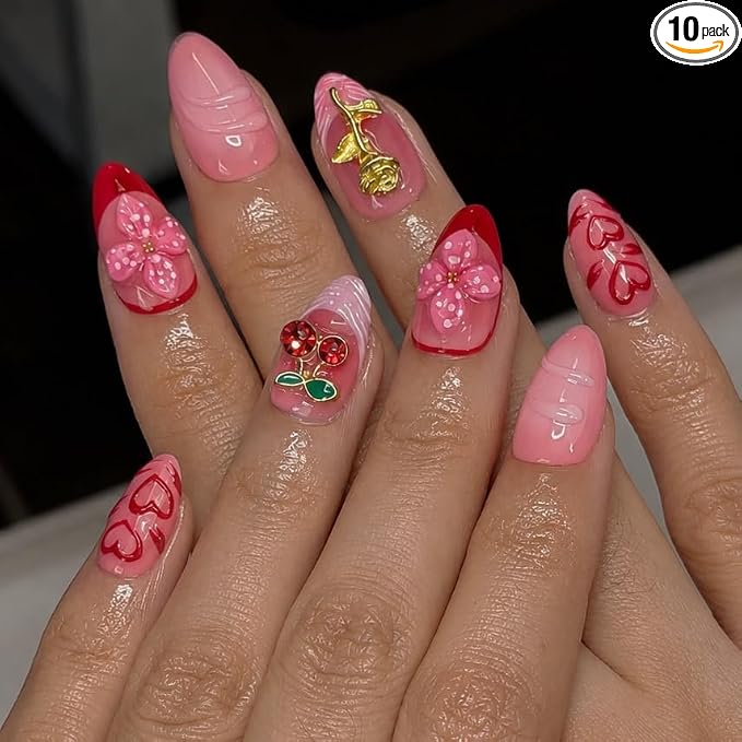 Red Cherry Gold Flower