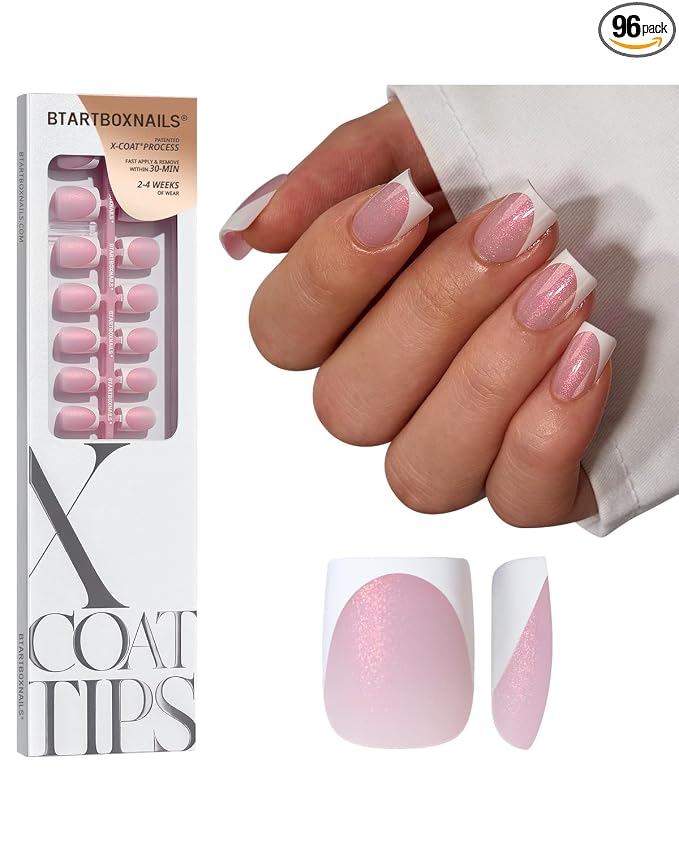 A01 XS - Square French in Pink Glitter Base